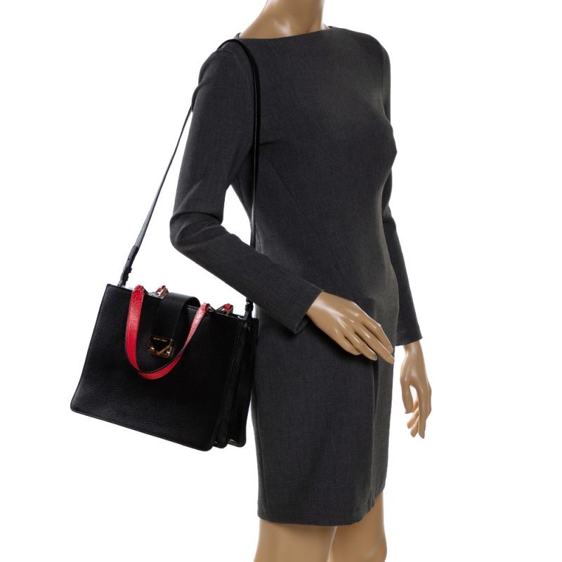 

Emporio Armani Black/Red Leather Tote