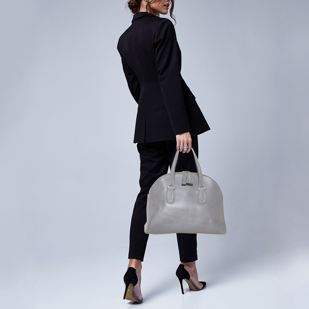 

Emporio Armani Grey Leather Dome Satchel