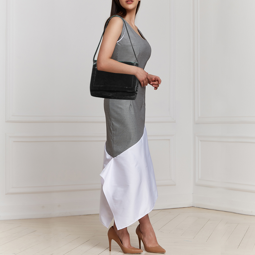 

Emporio Armani Black Velvet Flap Shoulder Bag