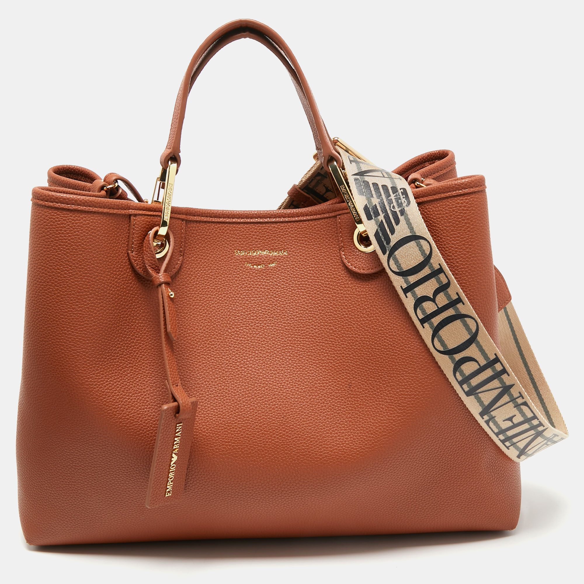 Pre Owned Emporio Armani Brown Leather MyEA Tote