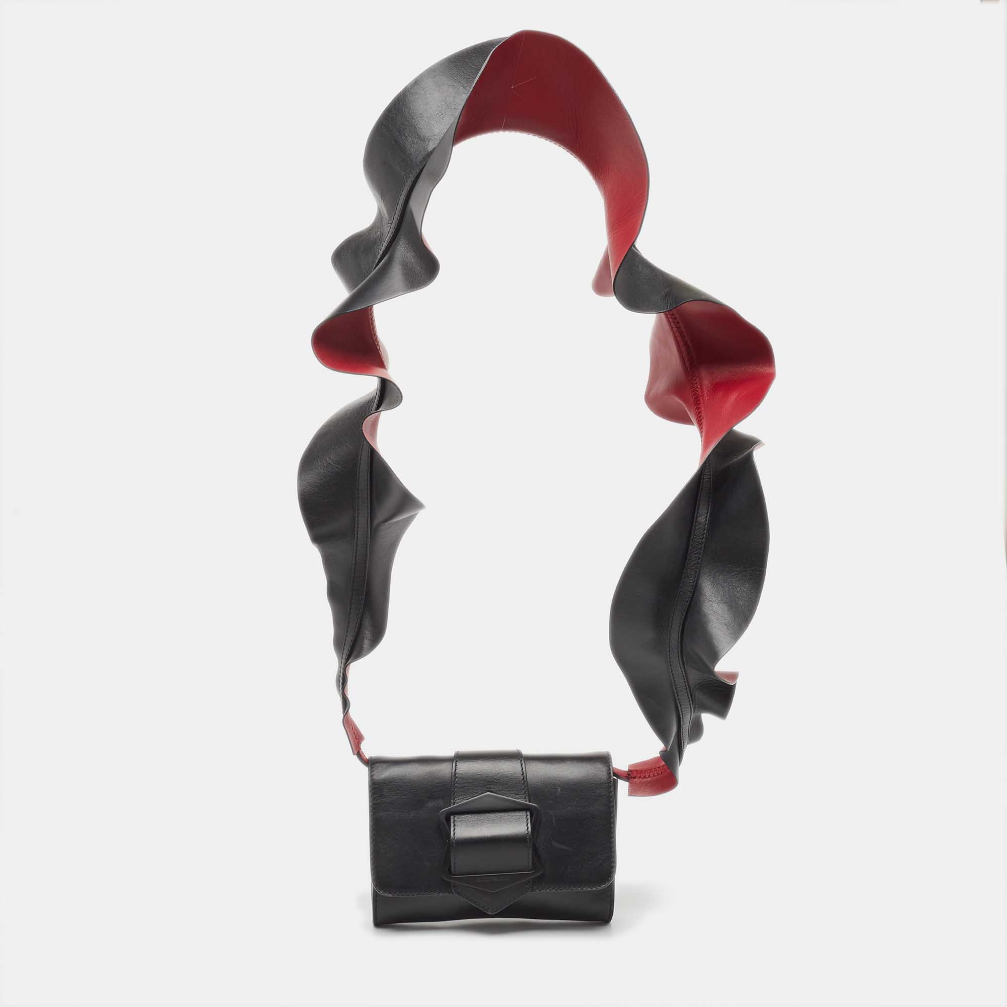 

Emporio Armani Black/Red Leather Buckle Flap Crossbody Bag
