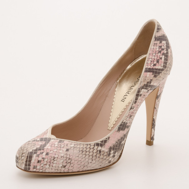Pre Owned Emporio Armani Pink Python Pumps Size 38