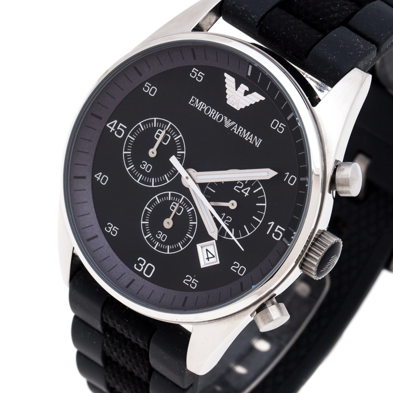 

Emporio Armani Black Stainless Steel AR5866 Chronograph Men's Wristwatch, Grey