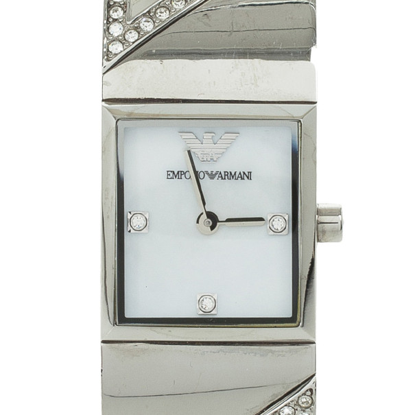 Emporio Armani Crystal Set Bangle Womens Wristwatch 20 MM