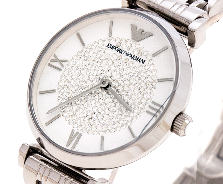 

Emporio Armani White Crystal Stainless Steel AR1925 Women's Wristwatch, Silver