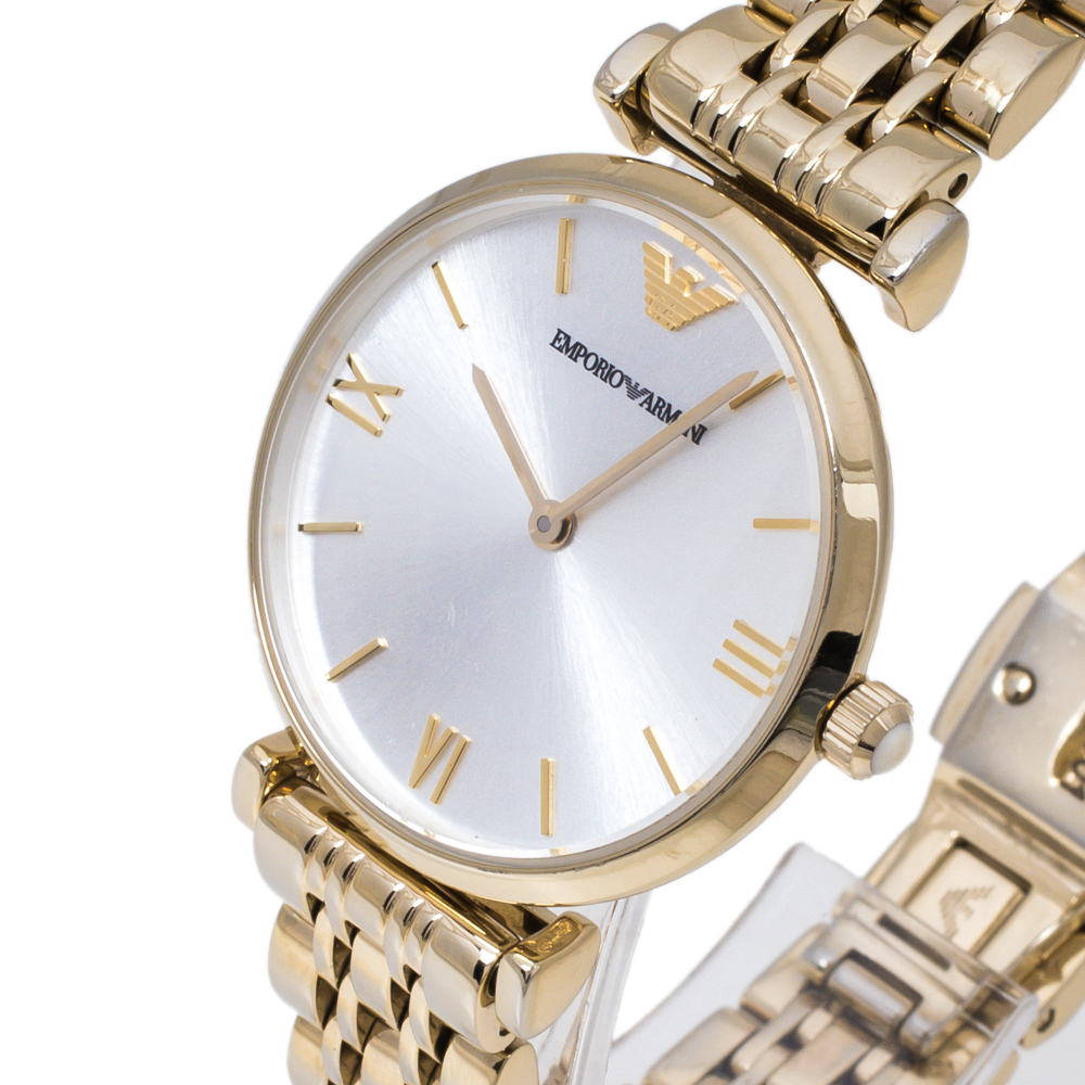 

Emporio Armani Silver Yellow Gold Tone Stainless Steel Classic AR1877 Women's Wristwatch