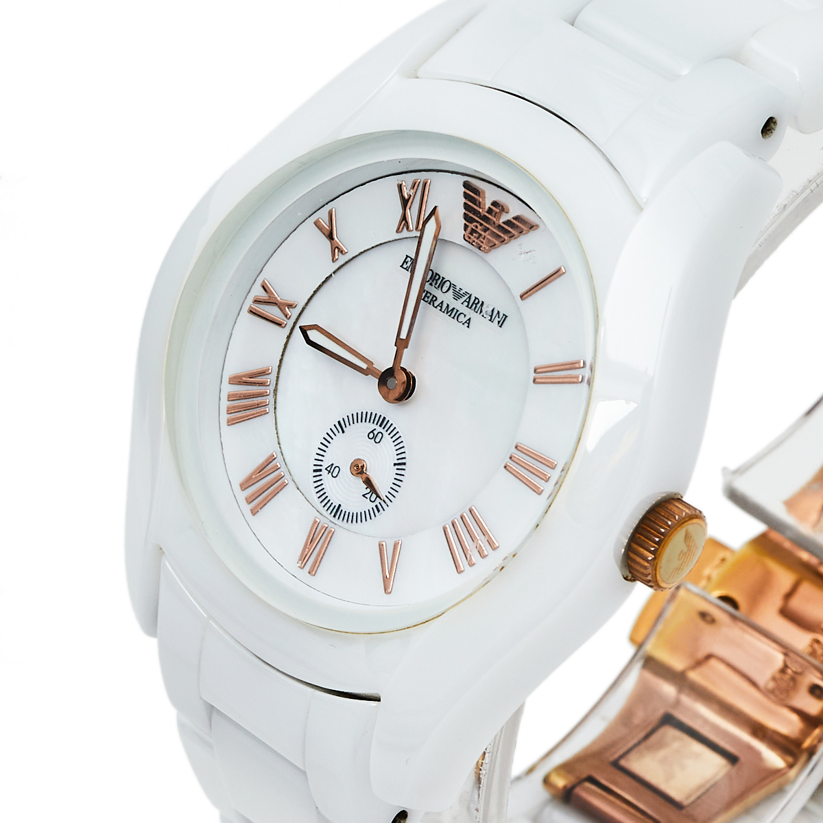 

Emporio Armani Mother Of Pearl Ceramic Classic AR1418 Women's Wristwatch, White