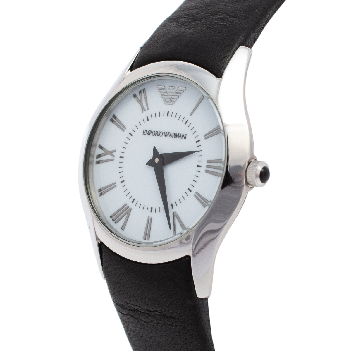 

Emporio Armani White Stainless Steel Leather Classic AR2038 Women's Wristwatch, Black