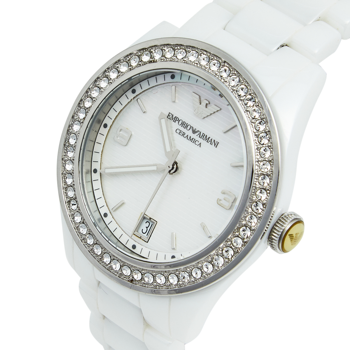 

Emporio Armani Mother of Pearl Ceramic Stainless Steel AR-1426 Women's Wristwatch, White