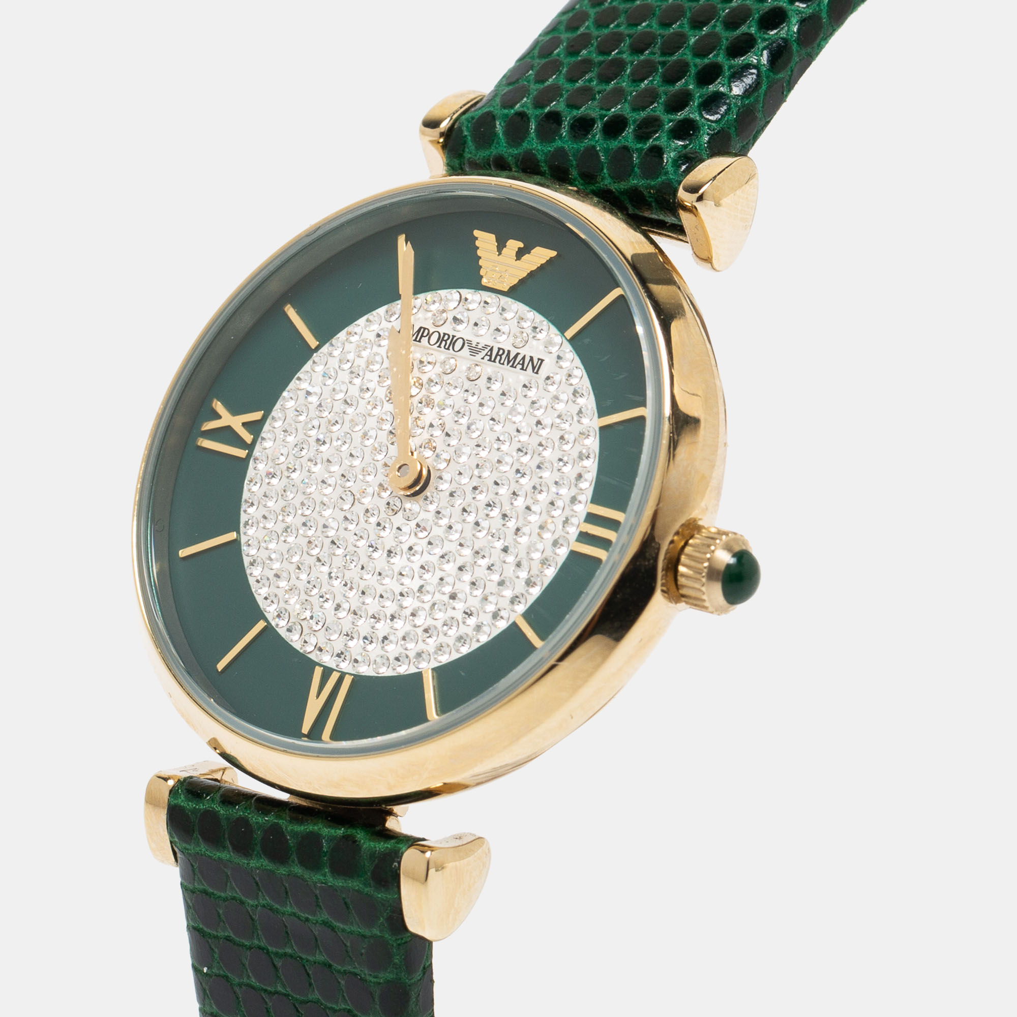 

Emporio Armani Green Gold Plated Stainless Steel Leather Gianni AR-11403 Women's Wristwatch