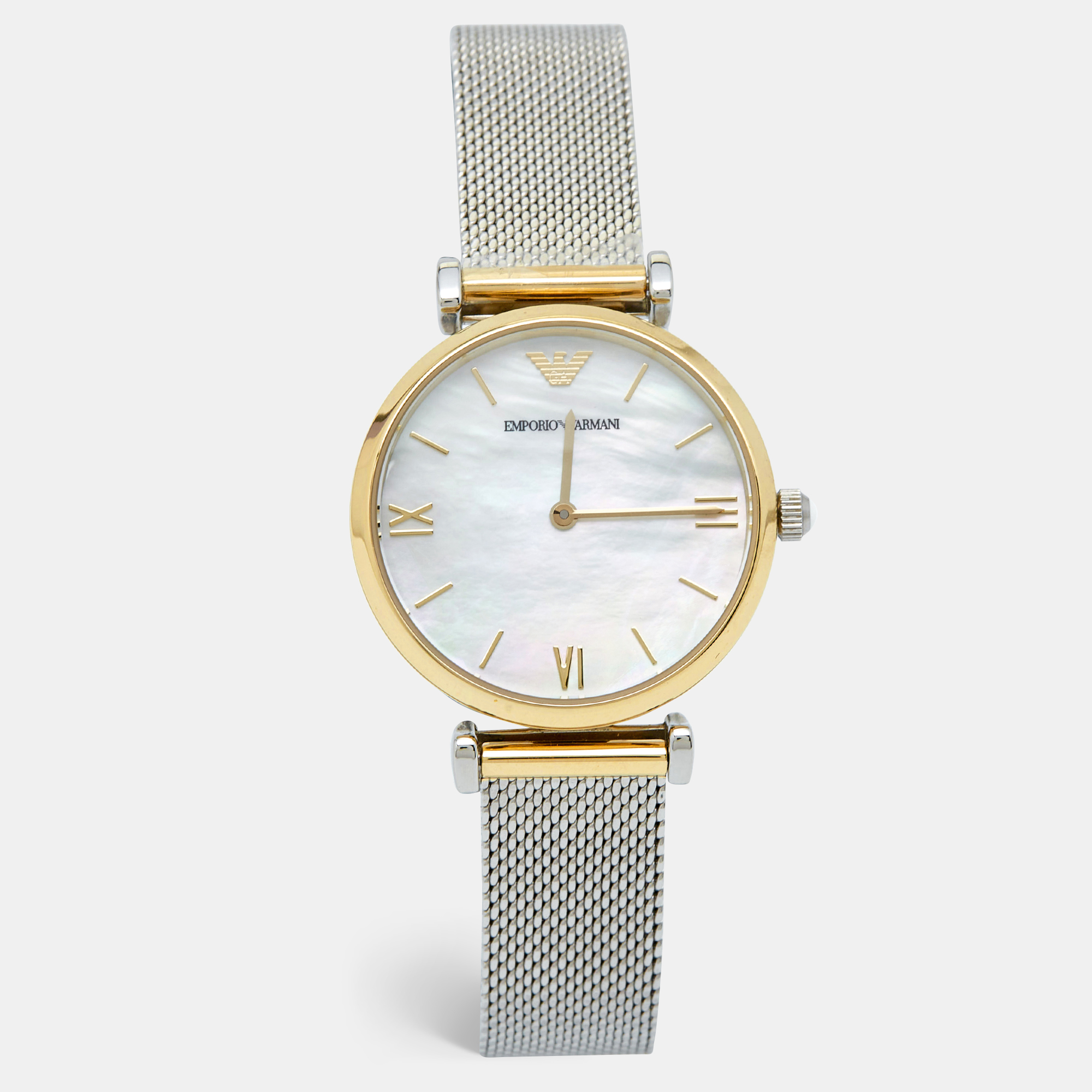 

Emporio Armani Mother of Pearl Two Tone Stainless Steel AR2068 Women's Wristwatch, White