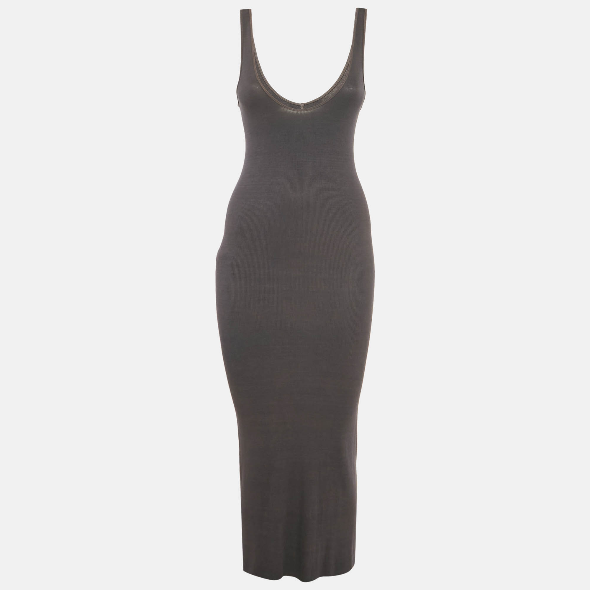 

Enza Costa Grey Rib Knit Scoop Neck Maxi Dress S