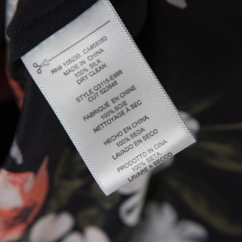 Equipment Britten Navy Blue Floral Printed Silk Belted Maxi Dress L