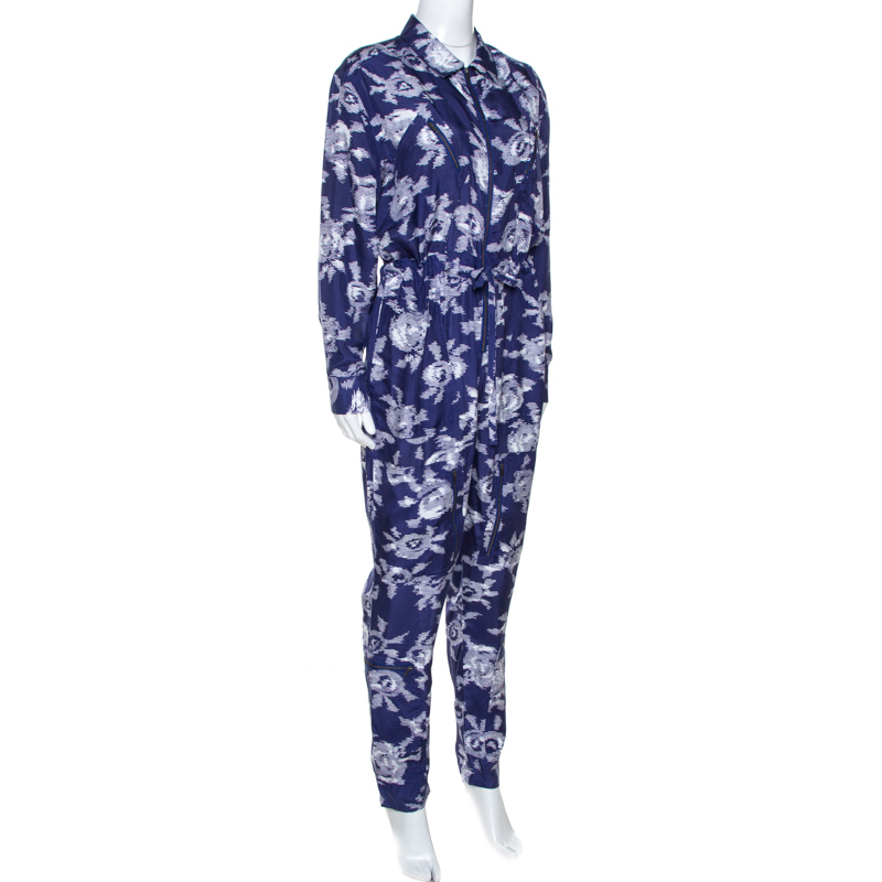 

Equipment Purple Maverick Print Silk Jumpsuit