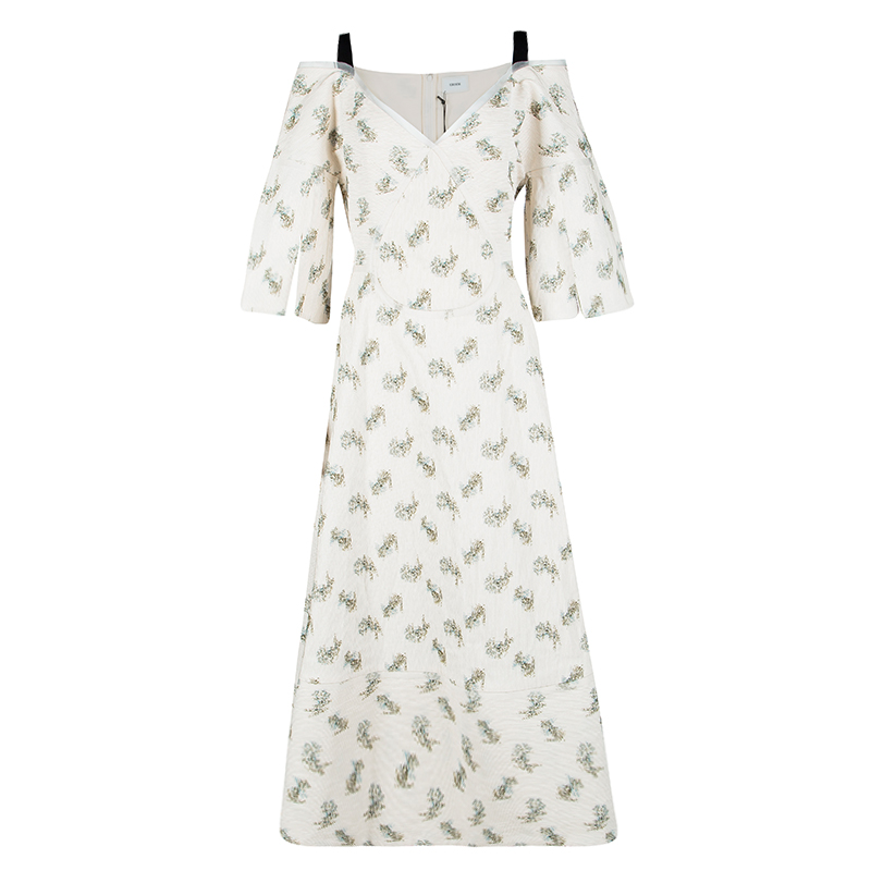 Pre Owned Erdem SS'17 Ivory Ottoman Jacquard Floral Karol Dress L