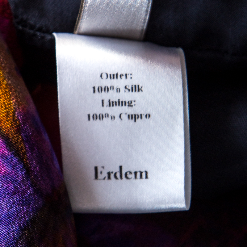 Pre-owned Erdem Multicolor Floral Printed Silk Belted Dress M