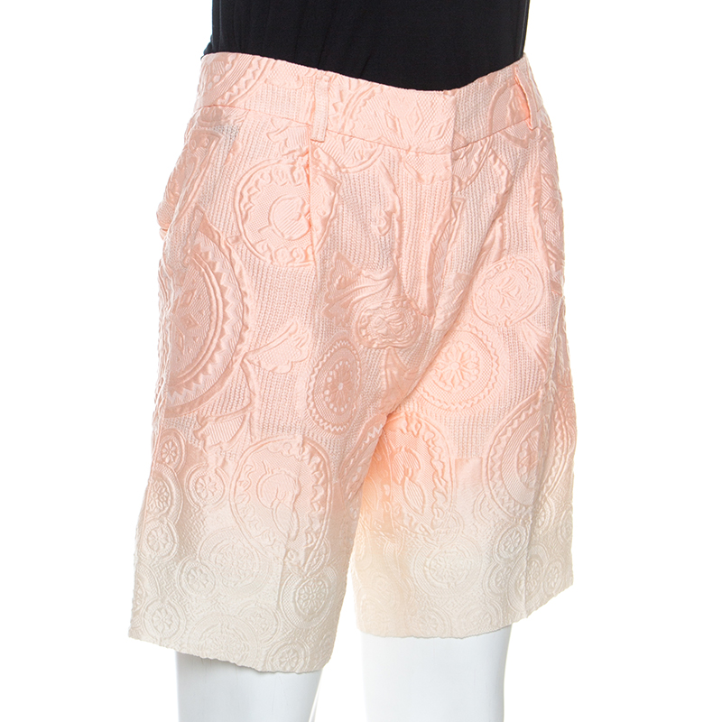 

Ermanno Scervino Peach Jacquard Cotton Silk Ombre Bermuda Shorts, Orange