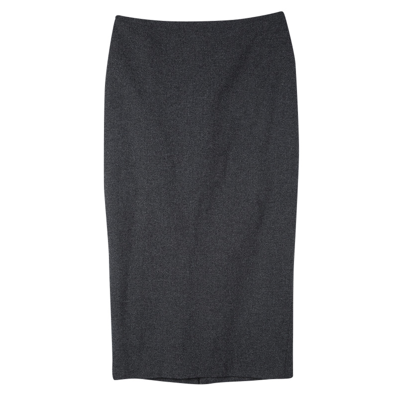 Grey Wool Midi Pencil Skirt