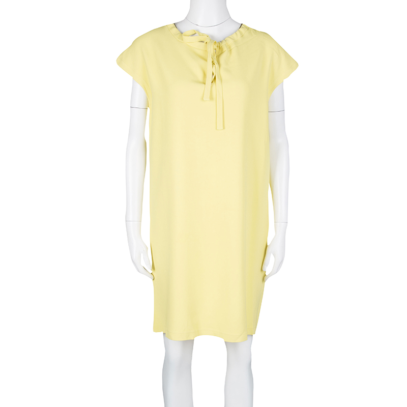 

Ermanno Scervino Yellow Neck Tie Detail Sleeveless Dress