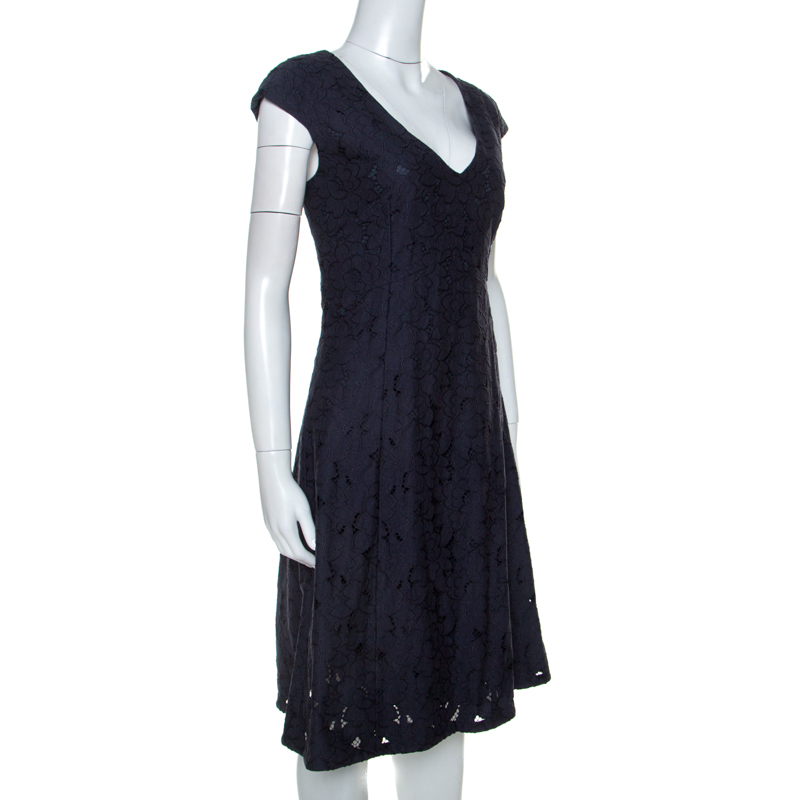 

Ermanno Scervino Navy Blue Lace Knee Length Dress