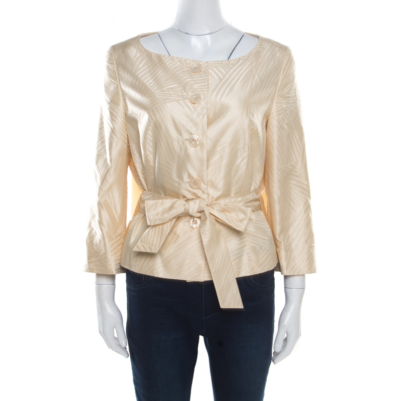 Escada Gray 100% selling Silk Top/Jacket with ruffle front