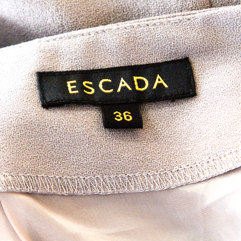 Pre-owned Escada Shadow Grey Wool Inverted Pleat Detail Renja Pencil Skirt M