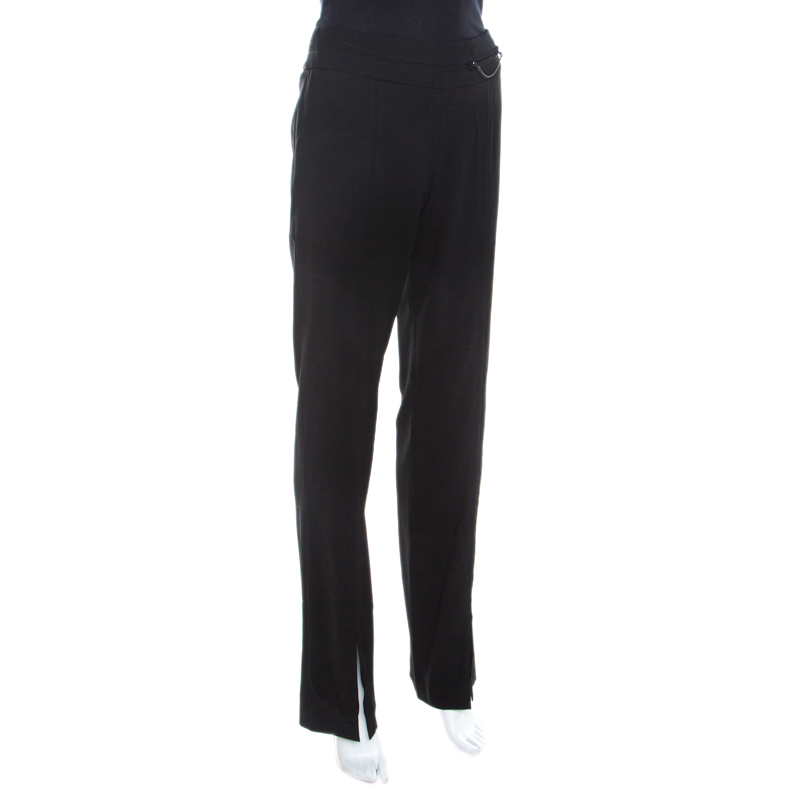 

Escada Black Wool Topstitch Detail Straight Fit Formal Trousers