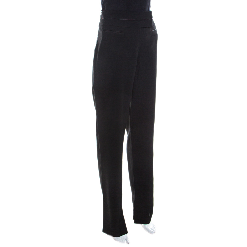 

Escada Black Wool Welt Pocket Detail Tailored High Waist Trousers