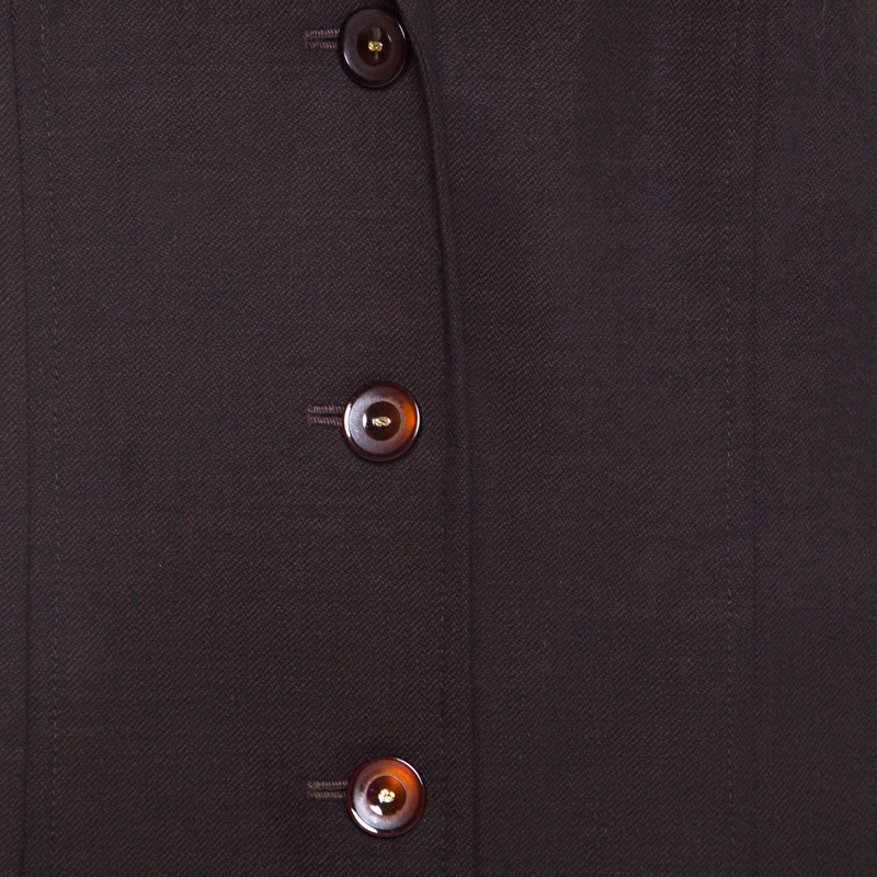 Pre-owned Escada Dark Brown Stretch Wool Raglan Sleeve Paneled Blazer Xl