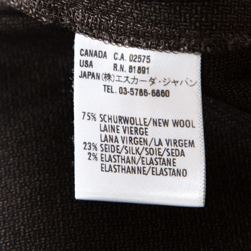 Pre-owned Escada Brown Wool And Silk Jacquard High Waist Wide Leg Trousers M