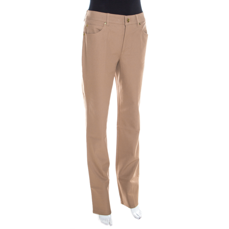 

Escada Caramel Brown Stretch Denim High Rise Straight Leg Tessa Trousers