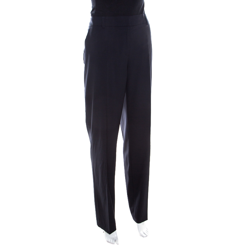 

Escada Navy Blue Wool Straight Leg Tzipora Formal Trousers