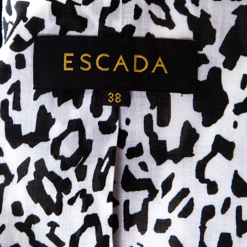 Pre-owned Escada Monochrome Abstract Printed Cotton Bariska Blazer M In Multicolor