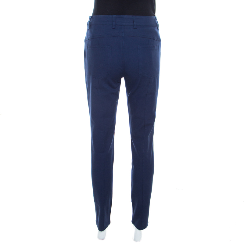 Pre-owned Escada Saphire Blue Stretch Denim Teresa Straight Leg Jeans S