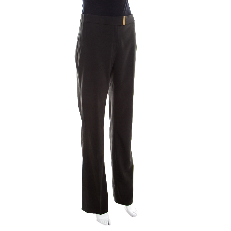 

Escada Forest Green Wool Crepe Pintuck Detail High Waist Tesli Trousers