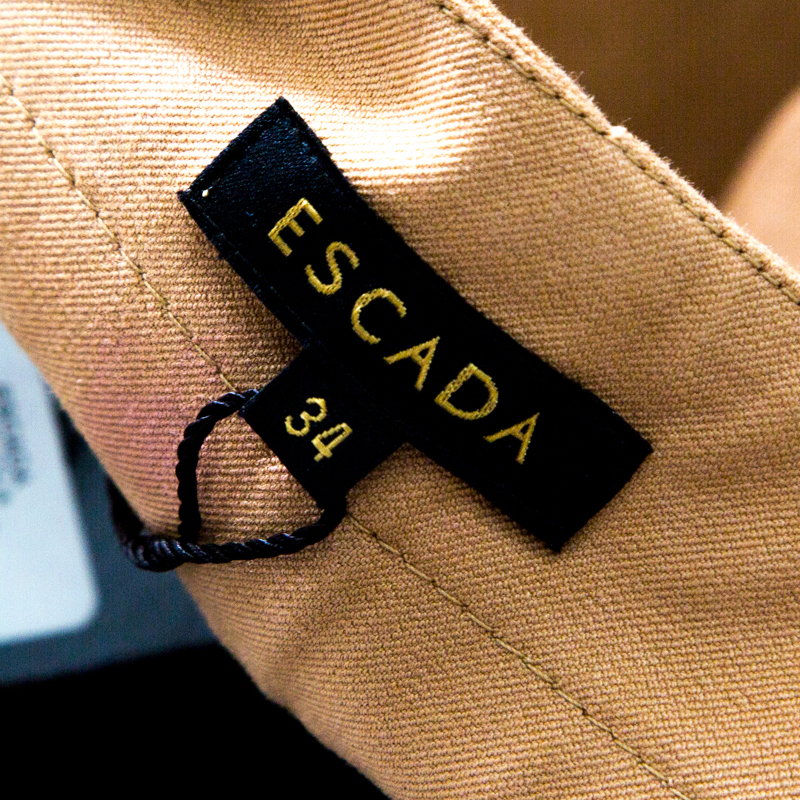 Pre-owned Escada Brass Brown Stretch Denim Zip Detail Tualea Skinny Jeans S