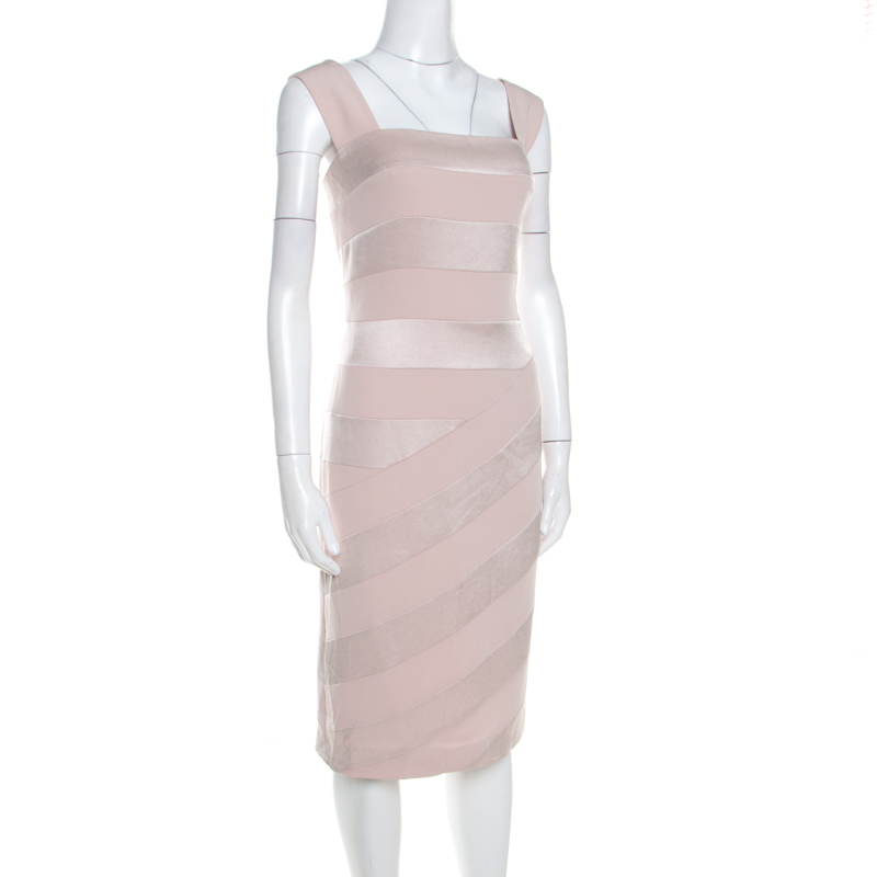 

Escada Blush Pink Crepe Paneled Diantima Pencil Dress, Beige