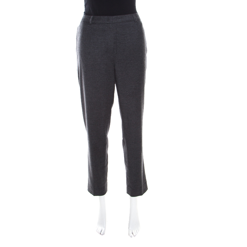 

Escada Anthracite Grey Wool and Cashmere Tapered Tellis Trousers
