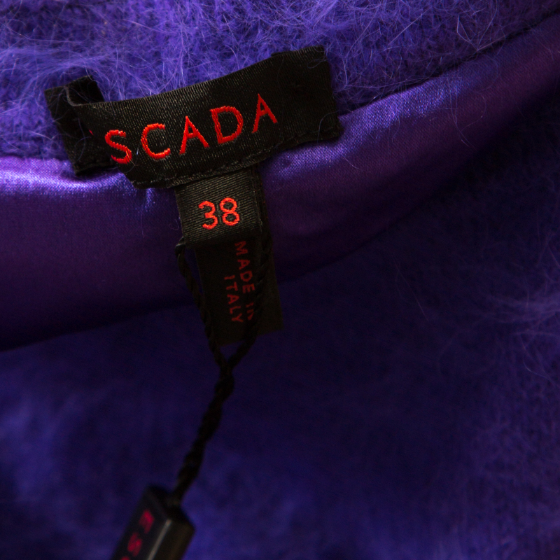 Pre-owned Escada Purple Angora Rib Knit Silk Lined Fuzzy Tank Top M