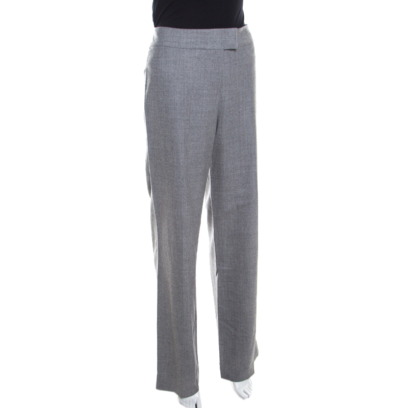 

Escada Grey Melange Wool High Waist Tailored Trousers