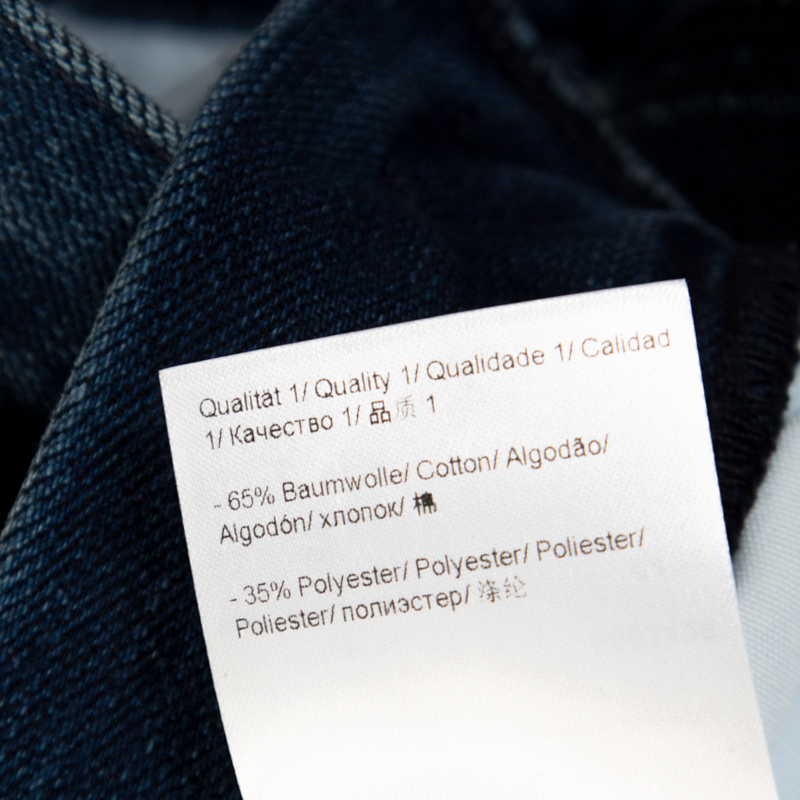 Pre-owned Escada Indigo Faded Effect Denim Sequined Back Pocket Detail Skinny Jeans S In Blue