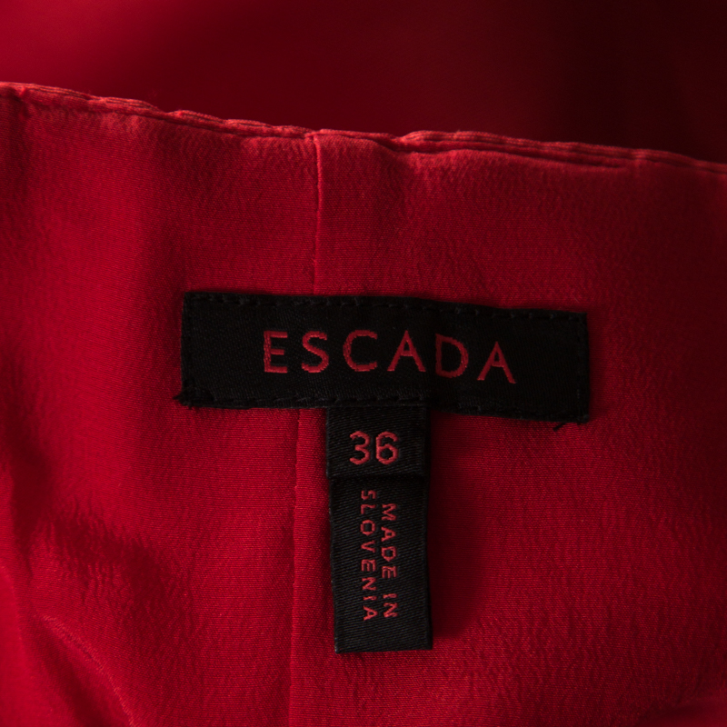 Pre-owned Escada Burnt Orange Silk Pencil Skirt M