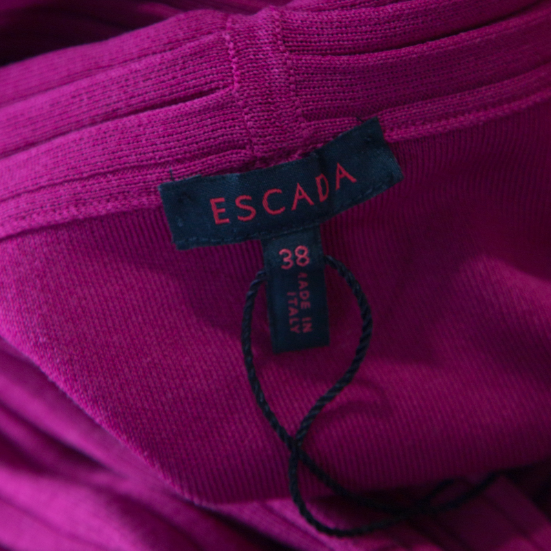 Pre-owned Escada Magenta Pink Rib Knit Off Shoulder Sleeveless Top M