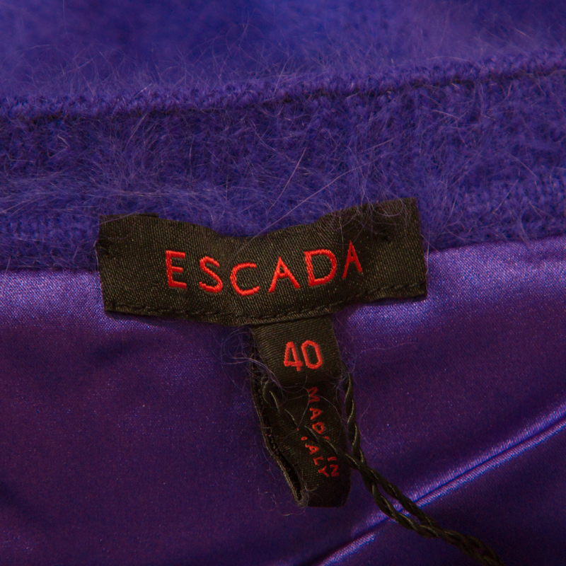 Pre-owned Escada Purple Angora Rib Knit Silk Lined Fuzzy Tank Top L