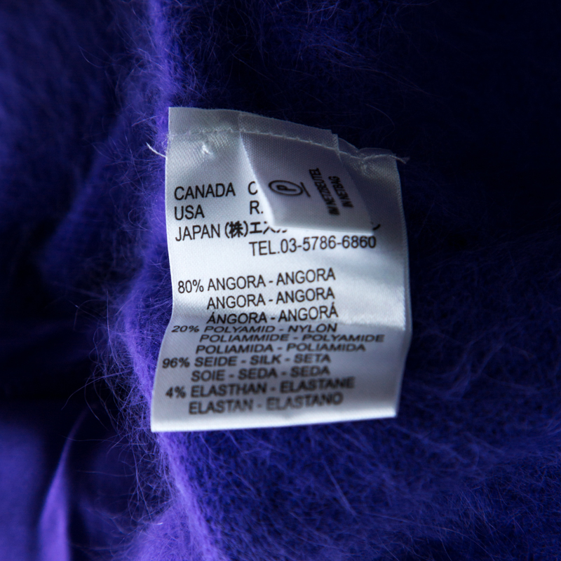 Pre-owned Escada Purple Angora Rib Knit Silk Lined Fuzzy Tank Top L