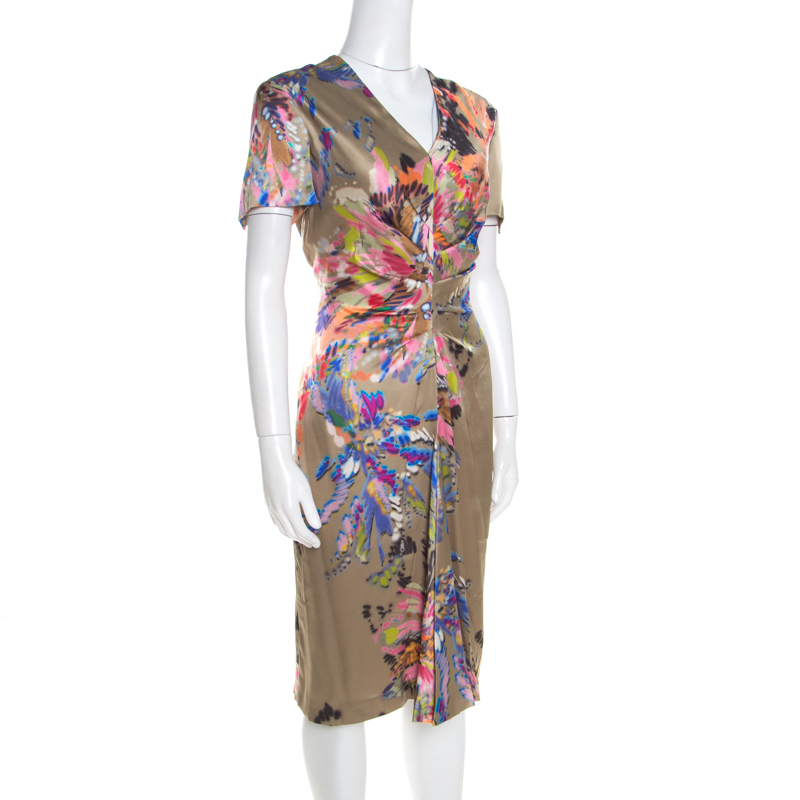 

Escada Multicolor Fantasy Print Silk Inverted Pleat Front Dress