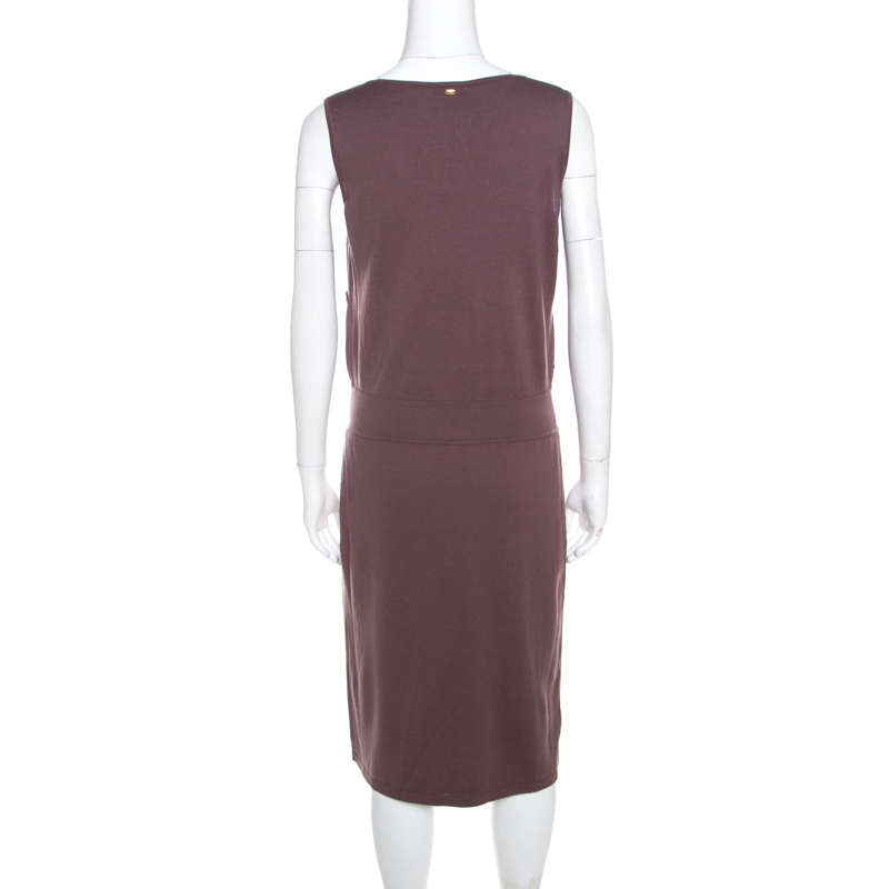 Pre-owned Escada Mauve Silk Cotton Iridescent Paillette Embellsihed Shawn Dress M In Brown