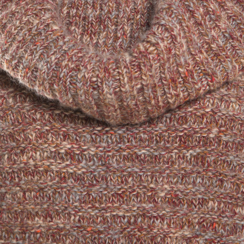 Pre-owned Escada Multicolor Chunky Knit Alpaca Blend Turtleneck Cape M