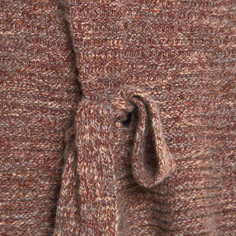 Pre-owned Escada Multicolor Chunky Knit Alpaca Blend Turtleneck Cape M