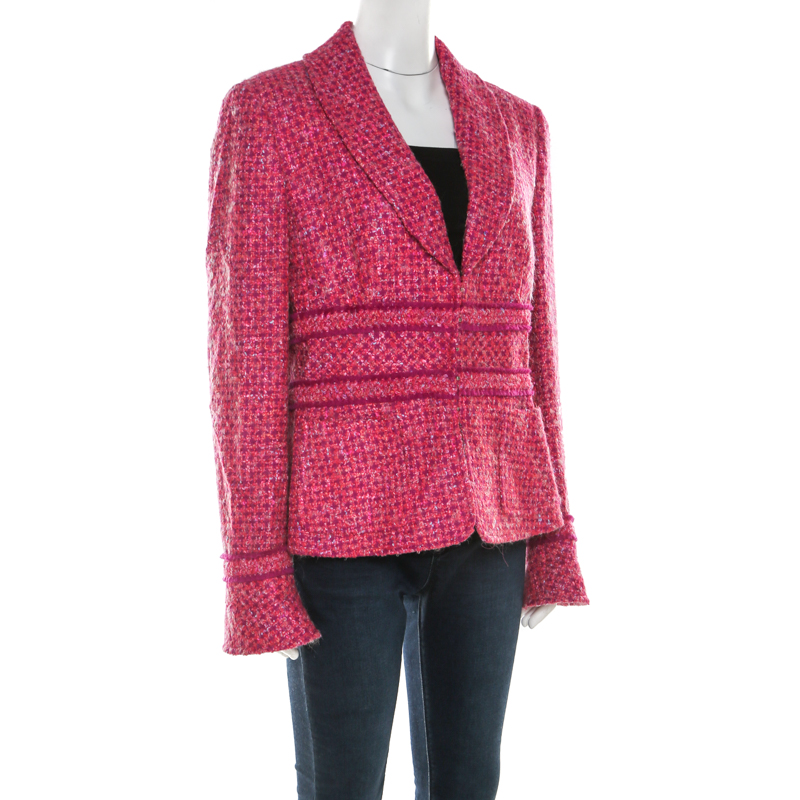 

Escada Pink and Purple Wool Blend Tweed Blazer